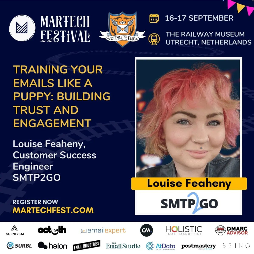 Louise Feaheny Martech 2024. Training your emails like a puppy: building trust and engagement. 